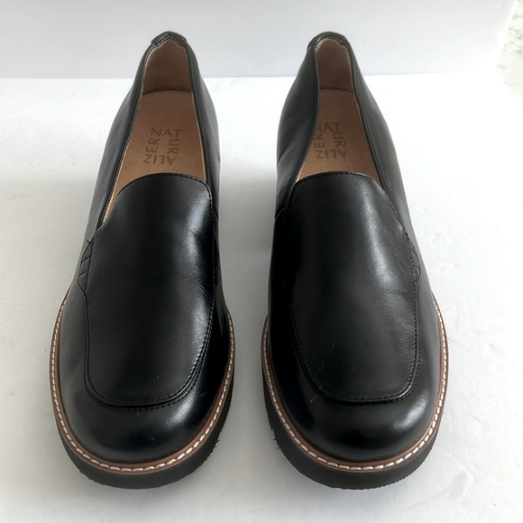 NATURALIZER $130 Dreamer Platform Black Rubber Block Heel Loafer Size 9.5W New - Picture 6 of 8